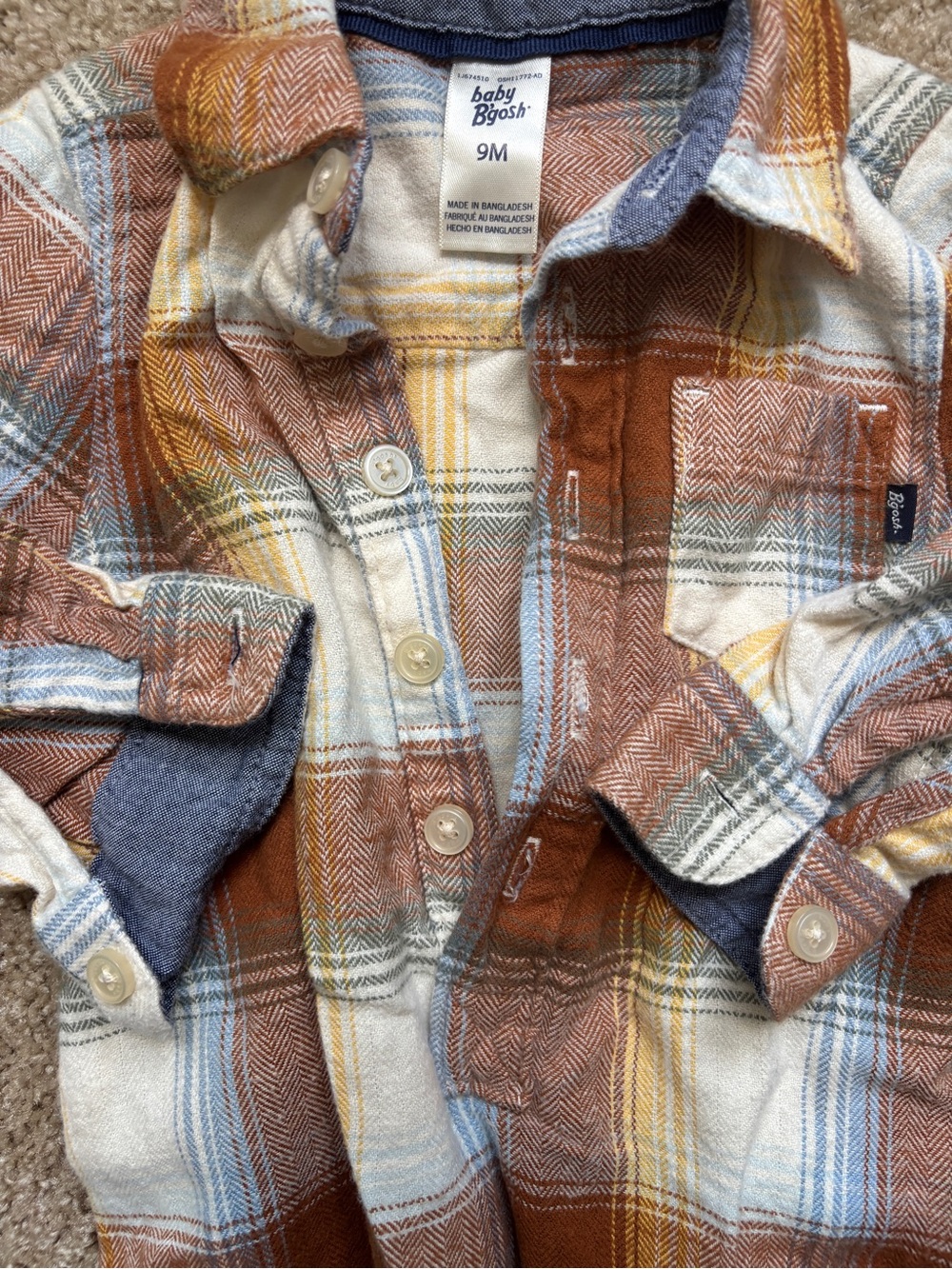 OshKosh B'gosh Rust Blue Cream Plaid One-Piece